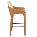 Color matching saddle leather bar chair